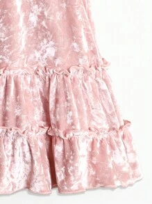 SHEIN Cute Sister Matching Dresses For Girls - Soft, Lovely Ruffled Collar & Hem, Sparkling Decorative Dragonfly Sleeves, Round Neck, Fashion Casual Party Dress For Young Girl In Summer