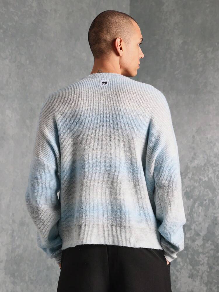 Suéter de malha canelada com efeito ombré