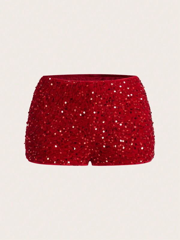 SHEIN ICON Sparkly Club/Party/Back To School Season Shorts