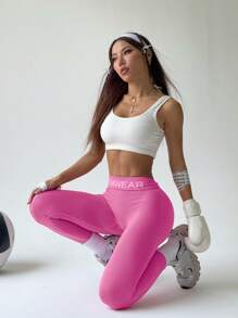 SHEIN Sport Studio Women's High Waist Slimming Letter Printed Leggings