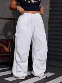 SHEIN ICON Multi-Pocket White Cargo Jeans - White - View 4