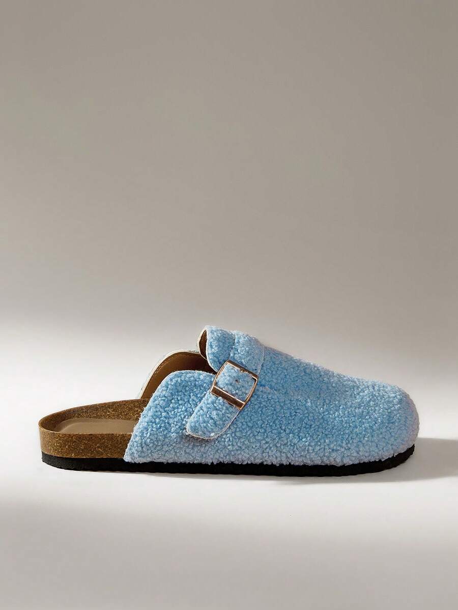 Solecia Women's Solid Color Metal Decor Simple Flat Loafers, Casual For Daily Wear - Baby Blue - View 1
