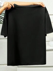 INAWLY Funny Cat Meme Print Plus Size Women T-Shirt, Gift, Cute Cat Expression Graphic Tee, Novelty Cat Design Tee, Humorous Cat T-Shirt, Summer - Black - View 2