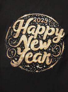 SHEIN Toddler Crew Neck Long Sleeve Printed Letter & Theme Sweatshirt, Family Matching Outfits (4 Pieces Are Sold Separately), Autumn/Winter