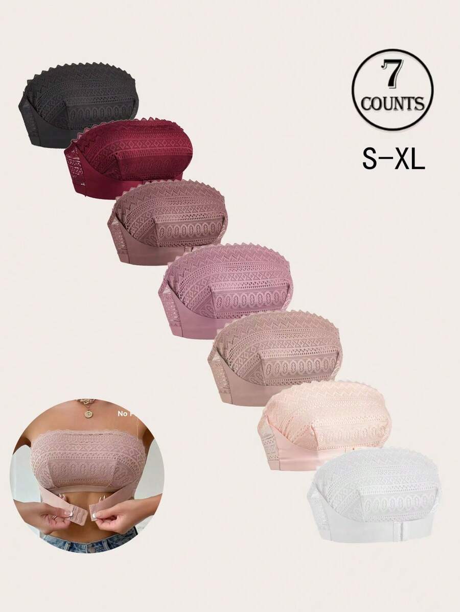 7pcs/Set Lace Wireless Lingerie Brassiere Set For Women - Multicolor - View 1