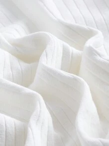 SHEIN EZwear Spring Dress Ribbed Mock Neck Lettuce-Edge Top