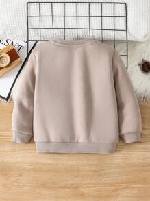 SHEIN Jonge jongen reliëf letter print effen kleur thermisch gevoerd casual sweatshirt