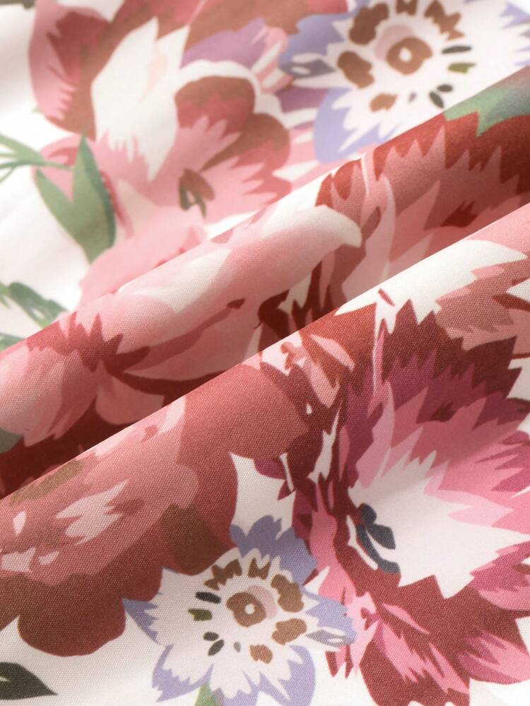 Women's Mid-Length Floral Off-Shoulder Dress, Valentine's Day,Ruffle Maxi Dress Boho