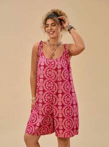 Travachic 大码女式波西米亚风花卉印花细肩带宽松度假休闲连衣裙，适合夏季