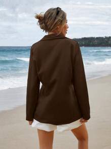 EURMUSE 大码翻盖口袋长袖西装外套