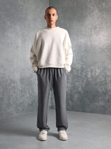 SUMWON Premium Straight Fit Sweatpants Casual Athletic Jogger With Side Pockets Comfortable Lounge Wear For Workout Training Gym Autumn Winter - Grey - View 3