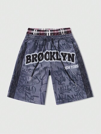 Grunge Punk Men's Plaid Brooklyn Elastic Waist Shorts