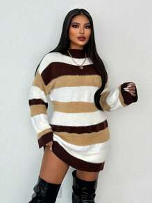 Zolique Women's Knitted Long Sleeved Sweater Short Casual Color Khaki Dress Slim Fit Party Autumn And Winter Women's Clothing