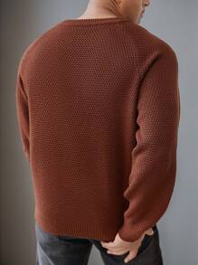 Manfinity CityGents Jersey de cuello redondo de unicolor de manga larga, minimalista, casual para uso diario para hombres