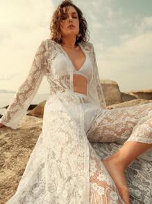 Anewsta Women's Casual Minimalist Fashion Kimono & Cover Up Pants, Suitable For Daily Wear, For Summer Beach Vacation - White - View 2