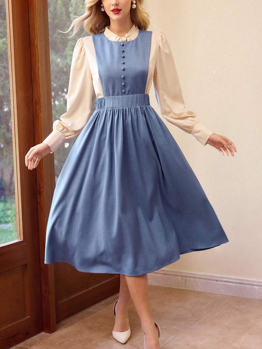 Vintamour Vintage Classic Women's Fitted Sleeveless Flared Dress, Blue Valentine's Day Valentines Birthday Dresses For Women Dresses For Women Elegant Business Casual Woman Church Clothes Women Cruise Attire Sundress Teacher Clothes Modest Dresses For Women Tea Party Outfit Easter Dress Women - Blue - View 1