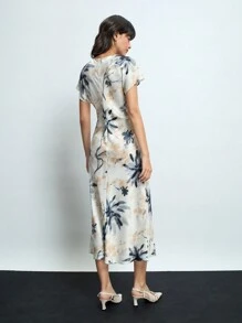 Maija Váy ôm cổ tròn tay ngắn in họa tiết hoa kỹ thuật số dành cho nữ, thanh lịch cho tiệc tùng & tụ họp Trang phục thập niên 90 - Nhiều màu - Xem 5