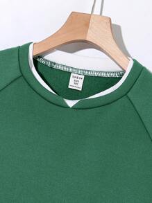 SHEIN 青少年男孩休闲二合一运动衫和运动裤套装 - 墨綠色 - 查看 6