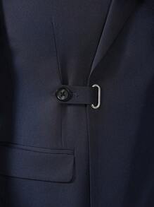 Manfinity Mode Chaqueta de traje de unicolor con solapa entallada y manga larga, y pantalones - conjunto casual para hombre