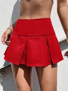 SHEIN EZwear Zomerrok met brede tailleband en plooidetail