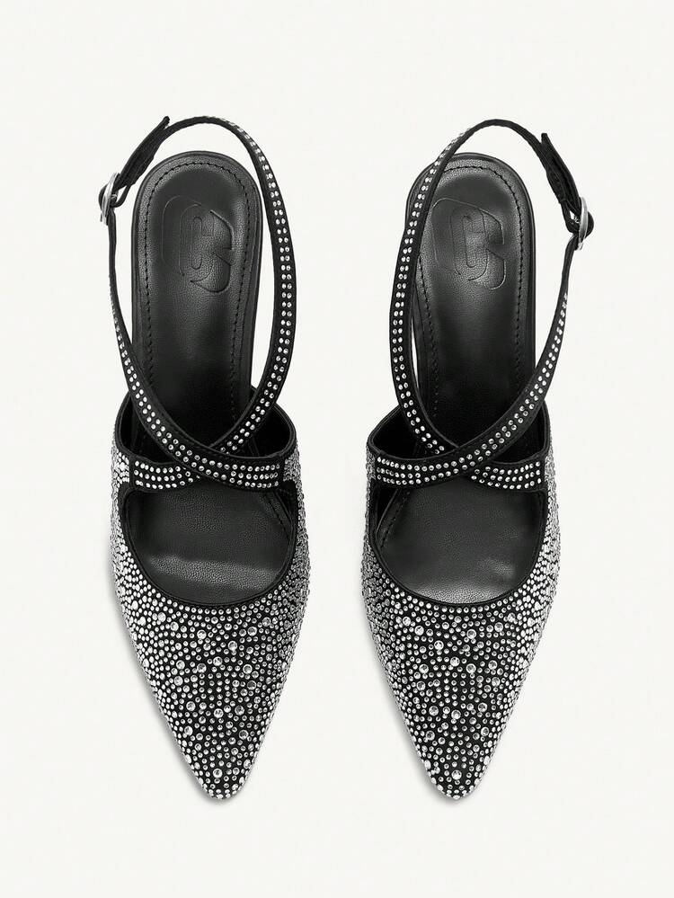 CUCCOO CHICEST Women's Fashionable Elegant Crystal Decor Pointed Toe High Heels Spring Shoes Spring Break Easter Prom Heels