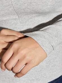 AiiRZ V 领前拉链长袖罗纹 T 恤 - 灰色 - 查看 5