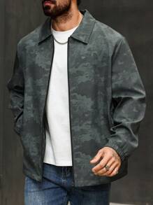 Manfinity Homme Plus Size Men Casual Camouflage Print Jacket For Autumn