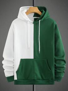 Manfinity LEGND Sudadera con capucha de talla grande para hombre, informal, de retales y bloques de color, para otoño/invierno