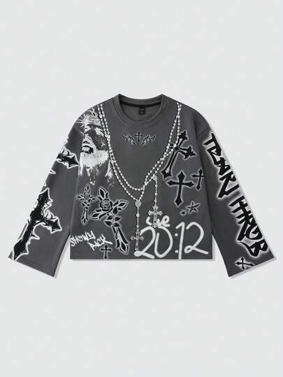 Street Life Men's Oversized Short Style Long Sleeve Hoodie