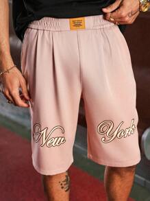 PAVTROS Short bermuda Manfinity Streetrush à jambes larges avec broderie de boxe, style streetwear américain, sport et fitness, pour la Saint-Valentin, rose - Rose bonbon - Voir 1