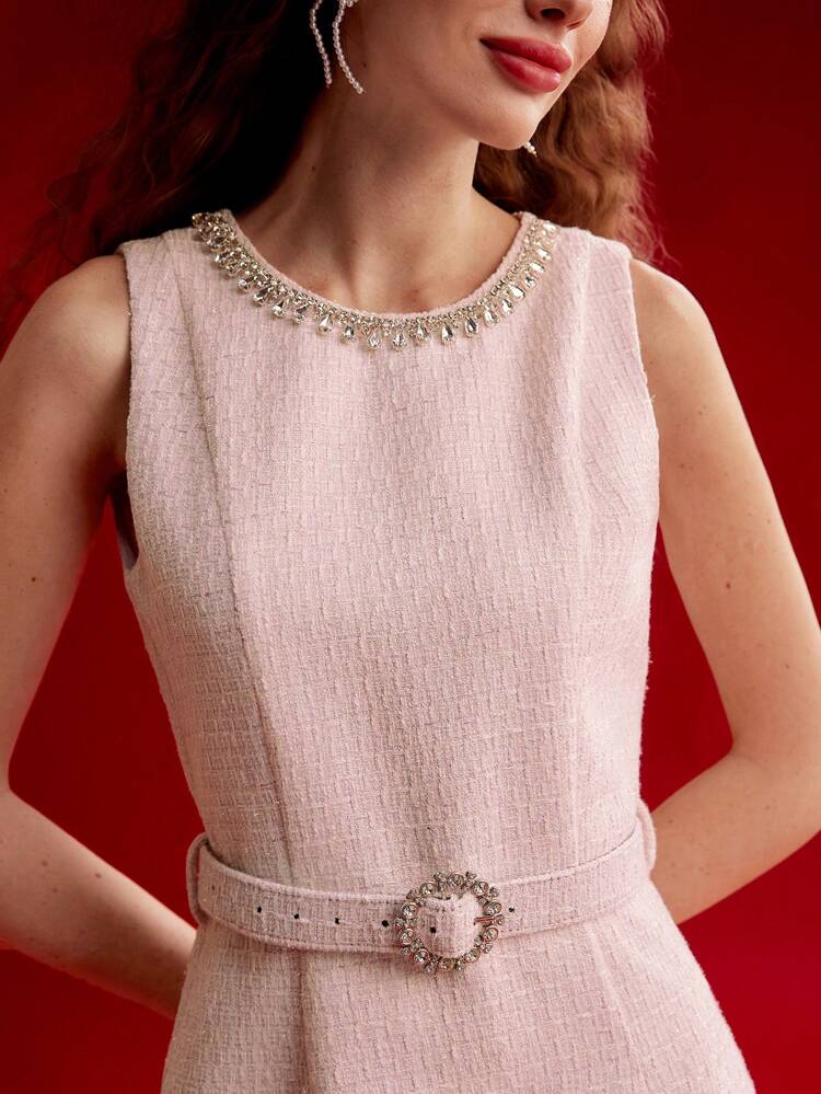 TWEED KLEID MIT STRASS DETAILS