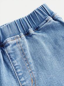 SHEIN Girlism Tween Girls Elastic Waist Flare Casual Versatile Jeans