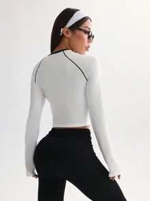 SHEIN Sport Studio Yoga Sports Cycling Slim Fit Half Zip Hoodie