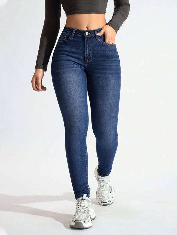 EMERY ROSE Women's Pocket Skinny Casual Versatile Denim Jeans Y2k