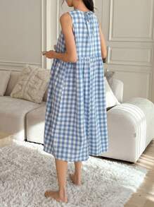 DAZY 女士格子宽松无袖休闲家居服，Moo Moo 睡衣