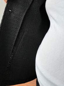 SHEIN Cappotto casual da donna in colore unito con bottoni frontali, maniche lunghe e tasche, adatto per la maternità