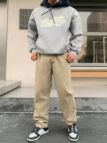 DAZY Men's Plain Basic Slim Straight Casual Pants Business Attire - Khaki - View 6