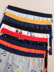 6pcs Young Boy Rocket Car Print Soft Cotton Briefs - Multicolor - View 6