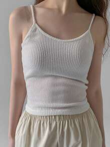 DAZY 2 piezas Conjunto de top camisola de mujer de unicolor con escote en V, blanco, primavera/verano