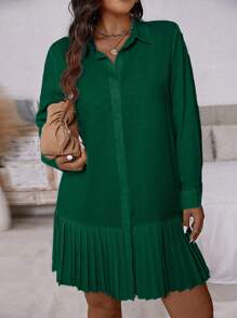 SHEIN Clasi 大码纯色简约时尚休闲日常连衣裙