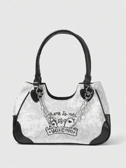 Kawaii Fashionable Saddle Bag, Versatile Handheld Bag, Y2K Style