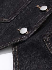 DAZY Top canotta da donna in denim, halter, senza schiena, con lacci