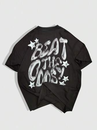 Grunge Punk Maglietta casual da uomo a girocollo, maniche corte, con stampa grafica
