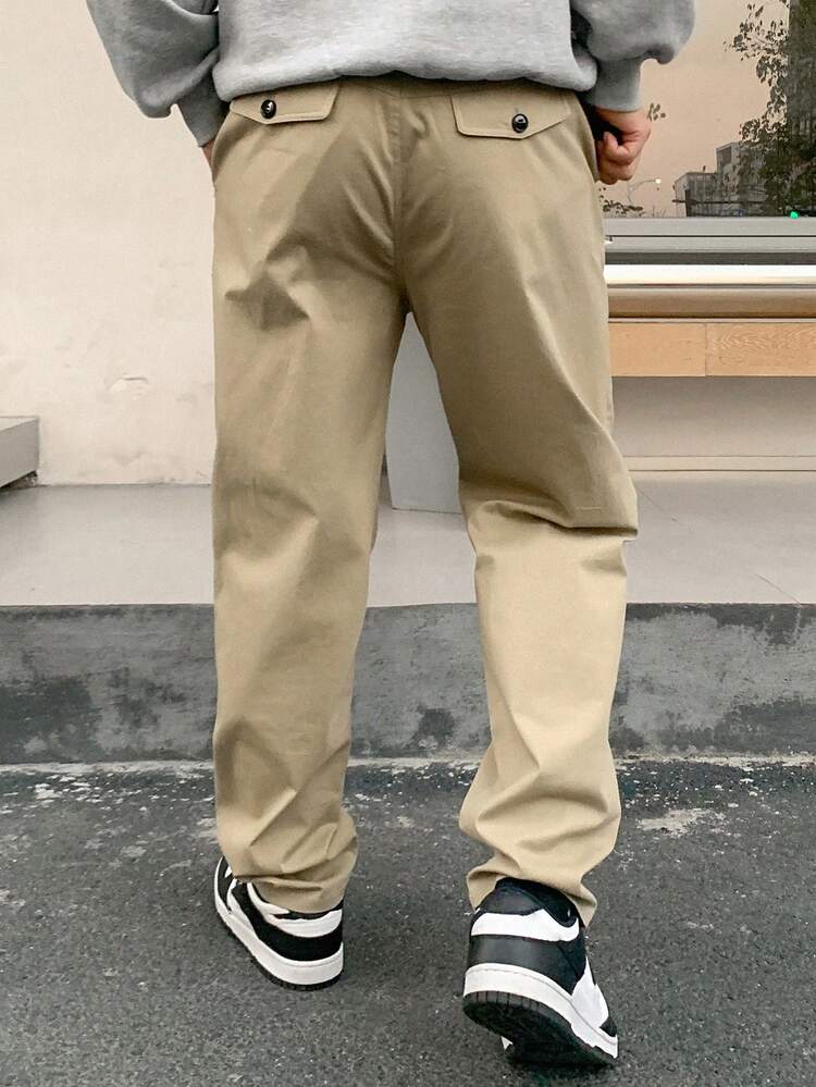 Men's Plain Basic Slim Straight Casual Pants Business Attire