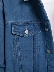 Manfinity Homme 男士休闲简约牛仔夹克，适合日常穿着 - 中等水洗藍 - 查看 8