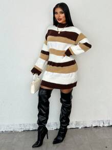 Zolique Women's Knitted Long Sleeved Sweater Short Casual Color Khaki Dress Slim Fit Party Autumn And Winter Women's Clothing