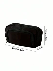 1 szt. 12*22*6 cm czarny wielowarstwowy duży piórnik torba, torba na artykuły piśmiennicze, przenośny piórnik ręczny torba, kosmetyczka, torba do przechowywania, odpowiednia do biura szkolnego, prezent urodzinowy