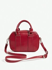 SHEIN ICON 女士时尚朋克铆钉手提包、街头风格单肩包、Y2K 时尚 - 紅色 - 查看 4