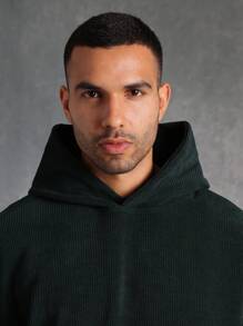 SUMWON Morbido maglione in velluto a coste di lusso, felpa casual con cappuccio, adatto per relax e allenamento, moda invernale e autunnale - Verde - Visualizzare 4