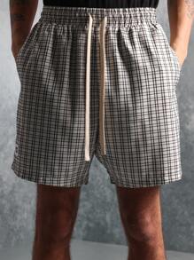 SUMWON Boxy Fit Checkered Shirt And Short 2 Piece Set - Black and White - View 8